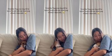 Foster Dog Doesn’t Leave When Mom Hugs Him, Instead He Leans in Closer
