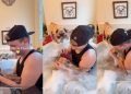 Dad Gives His Childhood Dog of 16 Years a Warm, Well-Deserved Bath