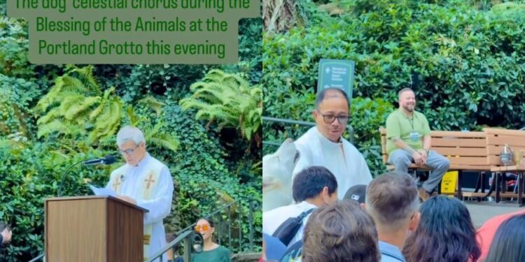 Dog Apparently Thought the Blessing of the Animals Needed a Choir Soloist